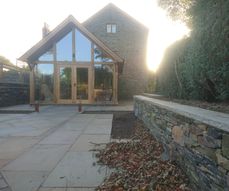 Listed building oak frame extension and landscaping (completed)