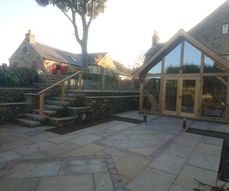 Listed building oak frame extension and landscaping (completed)